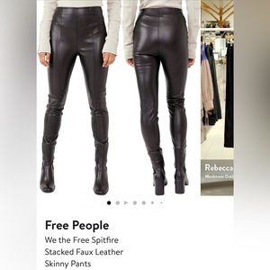 Free People Black Leather Skinny Pants